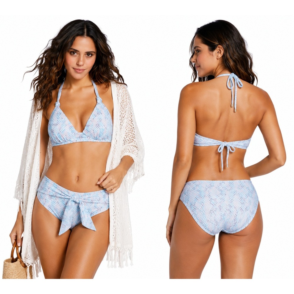 Women's Triangle Bikini Top by Shade & Shore |Snake Print 34B New With Tags